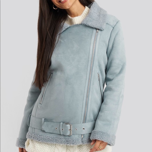 NA-KD Faux Suede Bonded Aviator Jacket - Picture 3 of 8